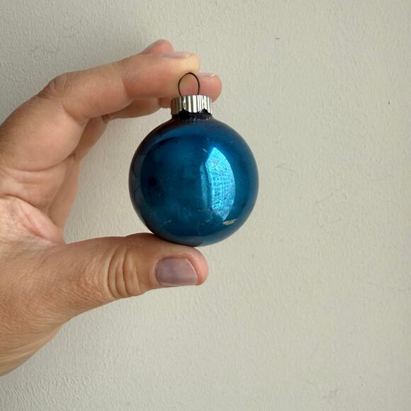 Max Eckardt Shiny Brite Christmas Ornaments 2” Glass 10 Blue Silver Holiday USA - Picture 12 of 12